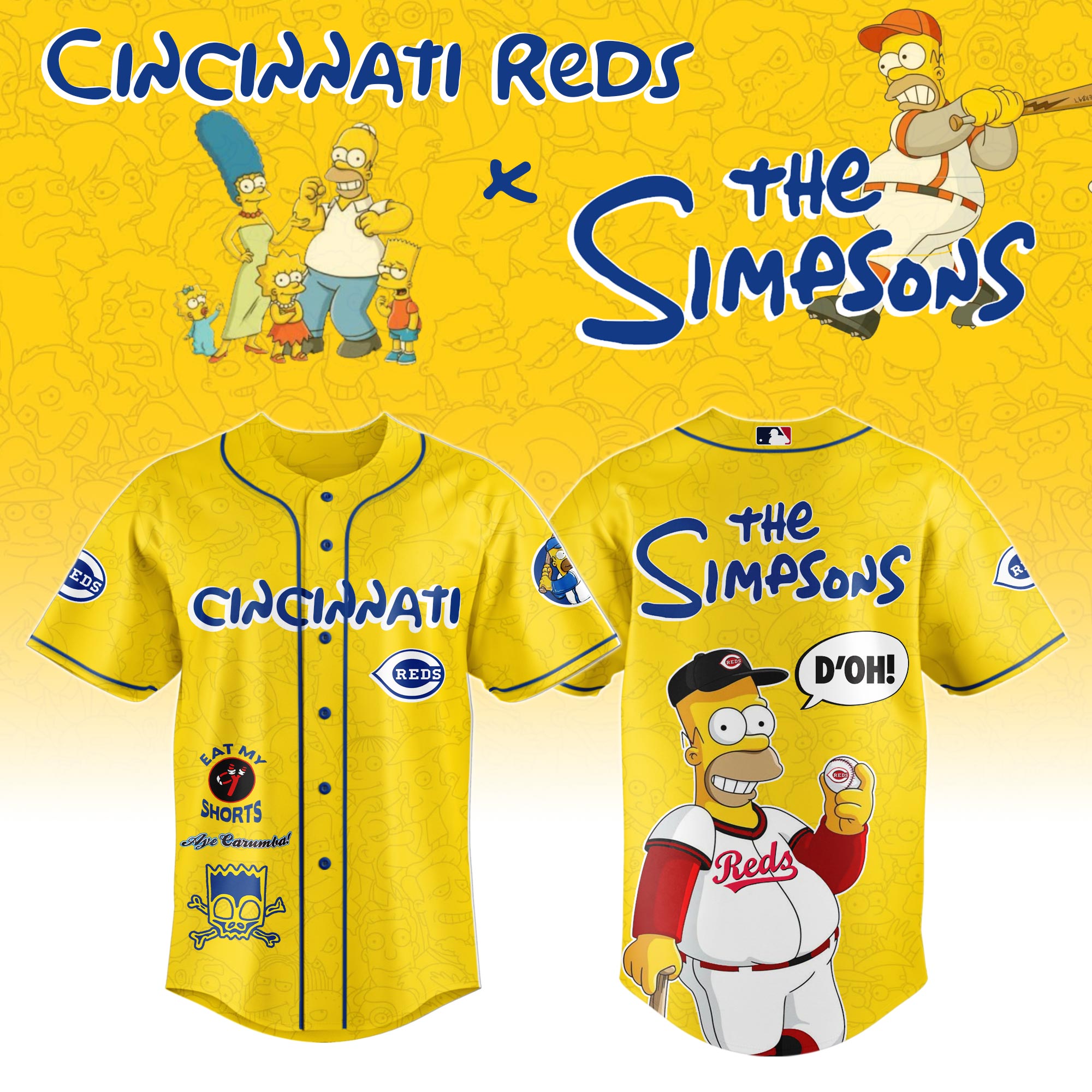 The Simpsons mix MLB Cincinnati Reds Jersey