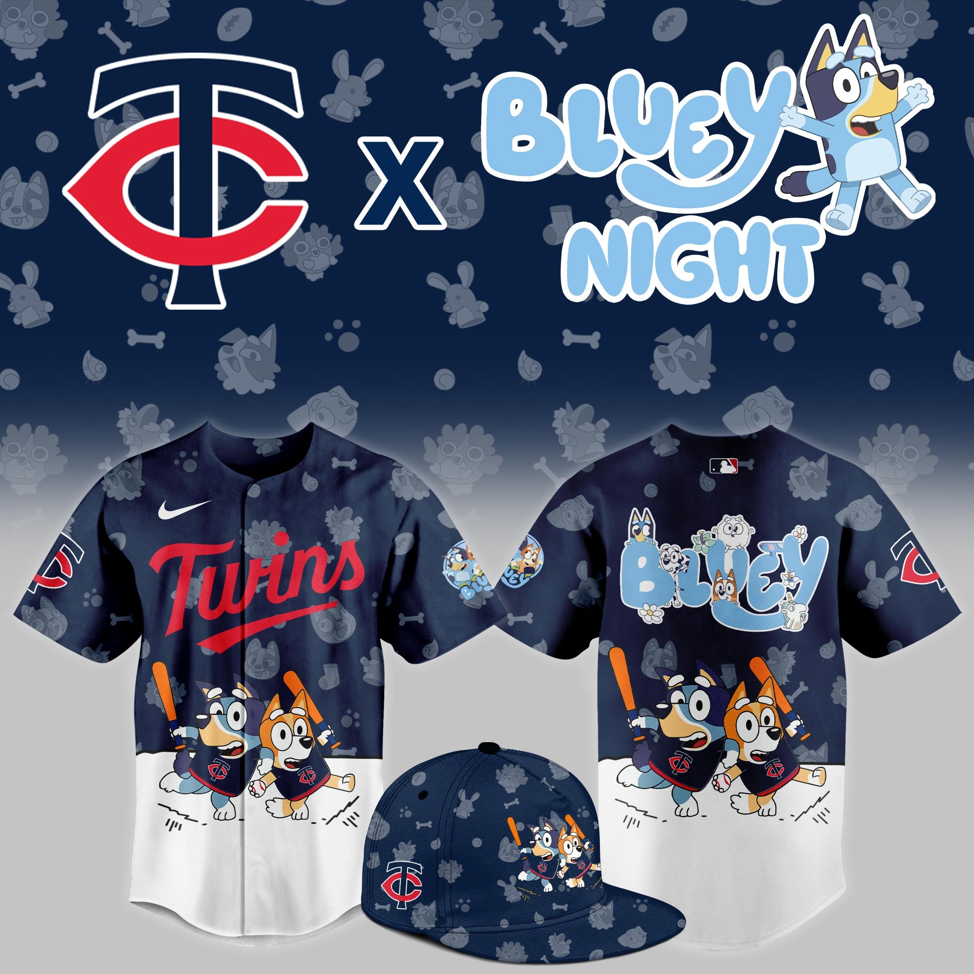 Minnesota Twins MLB x Bluey Night Jersey