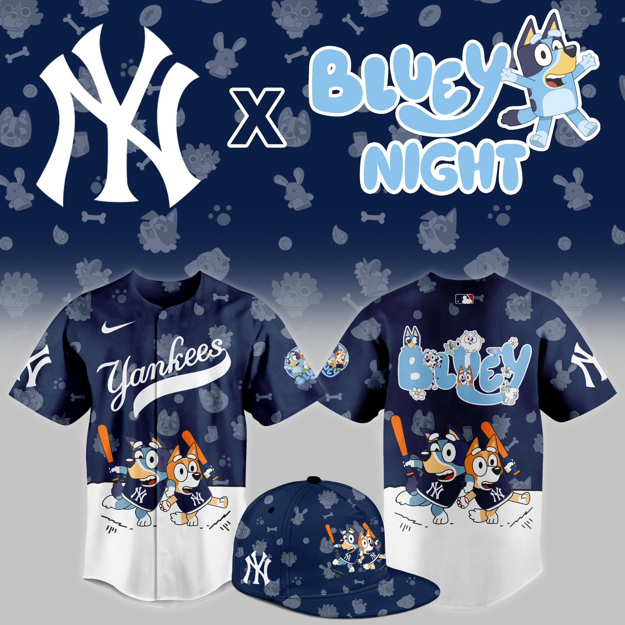 New York Yankees MLB x Bluey Night Jersey