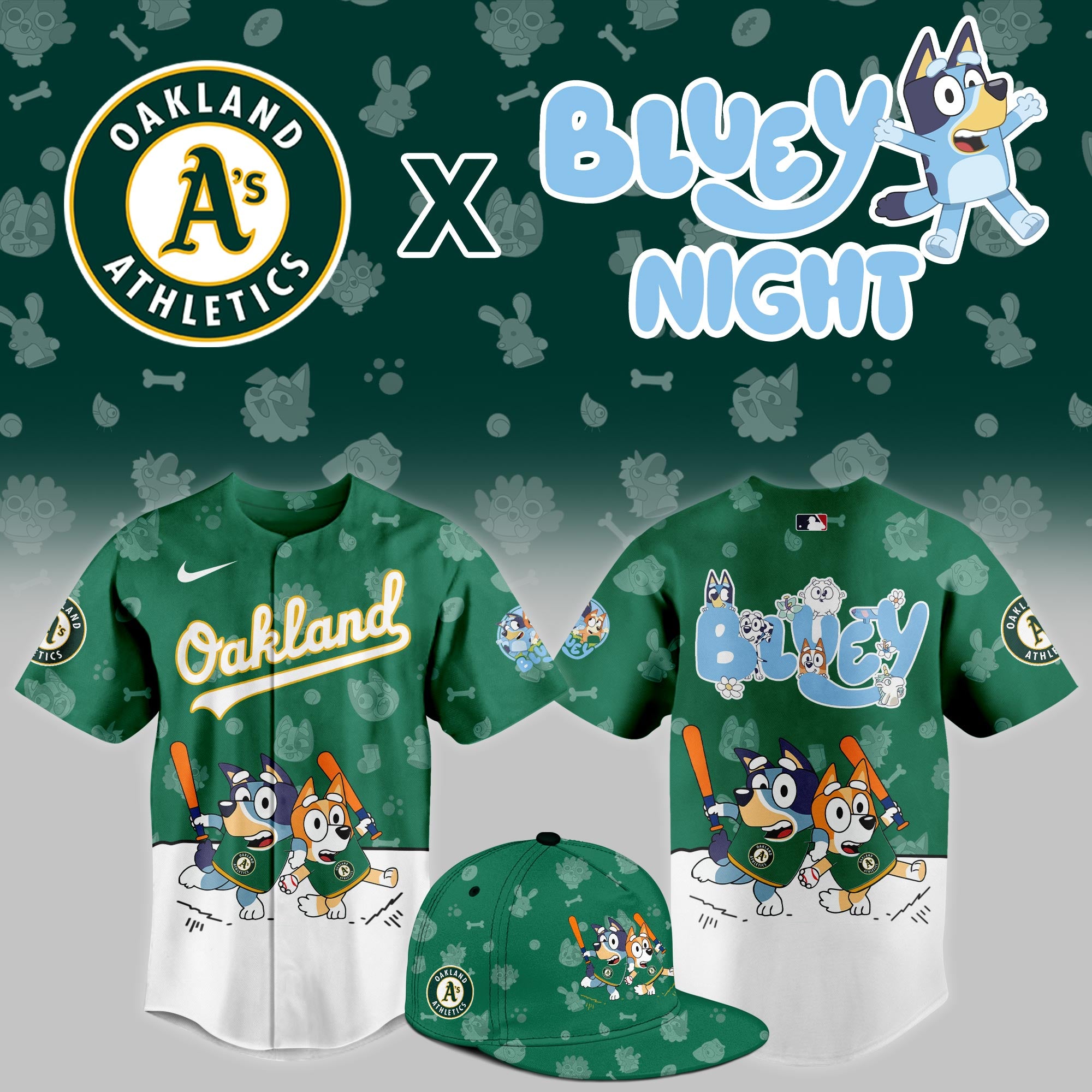 Oakland Athletics MLB x Bluey Night Jersey