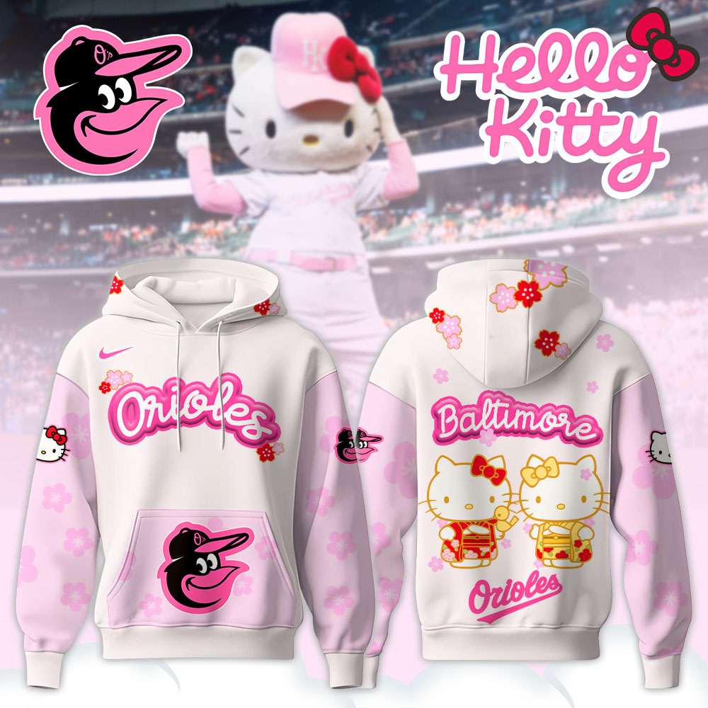 Baltimore Orioles Hello Kitty Happy Girls Day Baseball Jersey and Hoodie