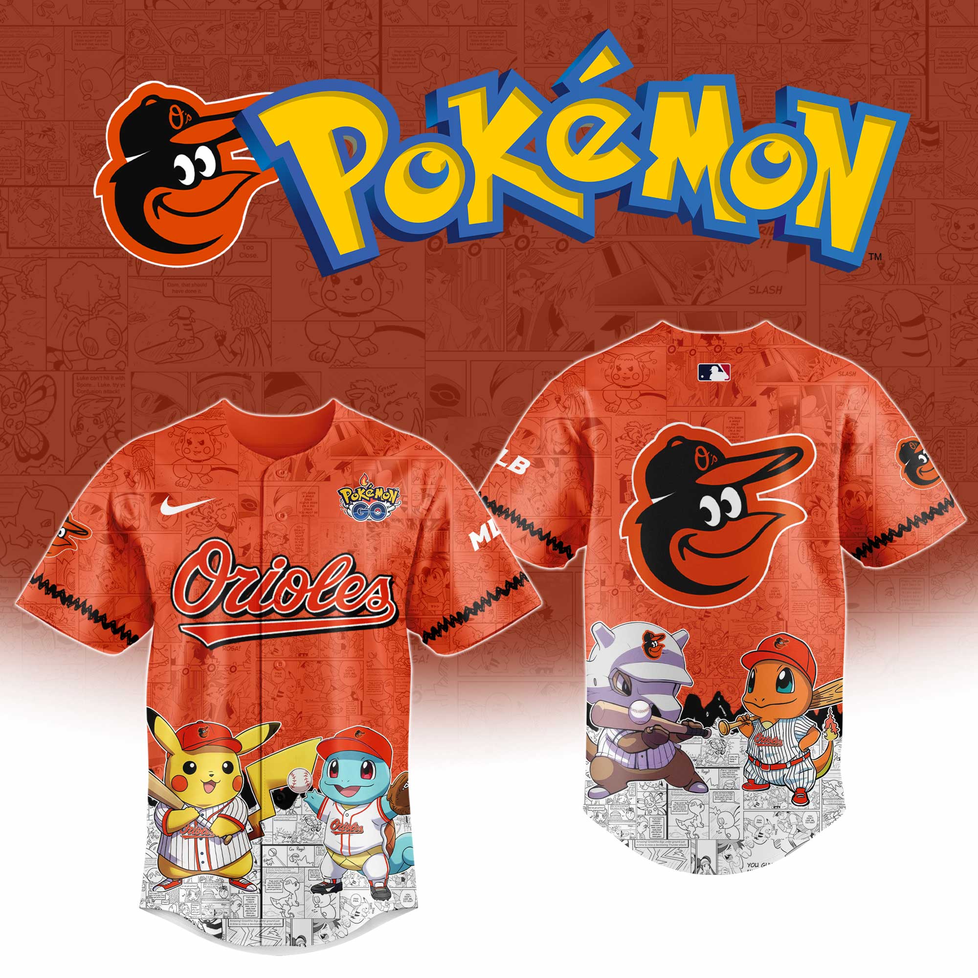 Baltimore Orioles MLB Pokemon GO Night Jersey
