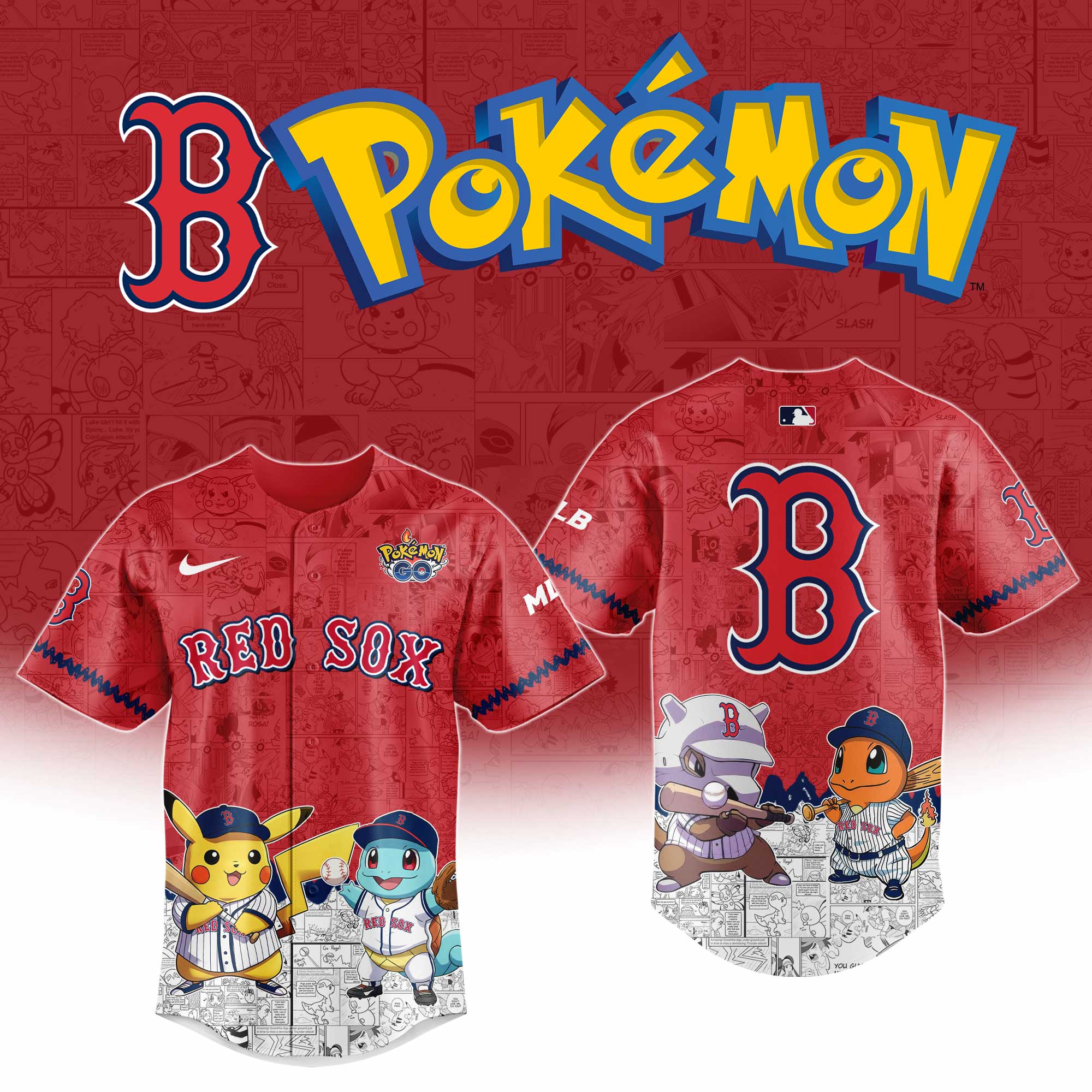 Boston Red Sox MLB Pokemon GO Night Jersey