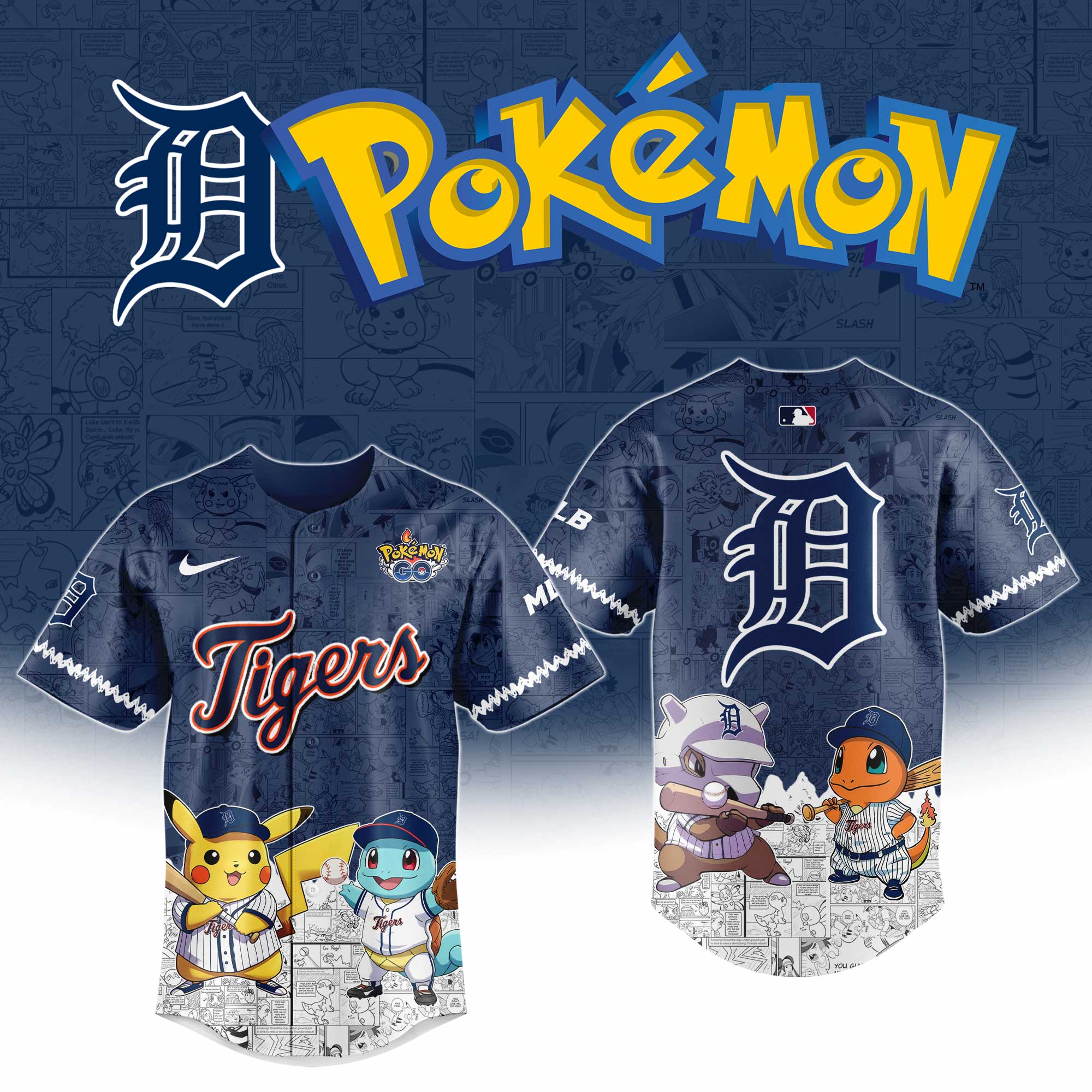 Detroit Tigers MLB Pokemon GO Night Jersey