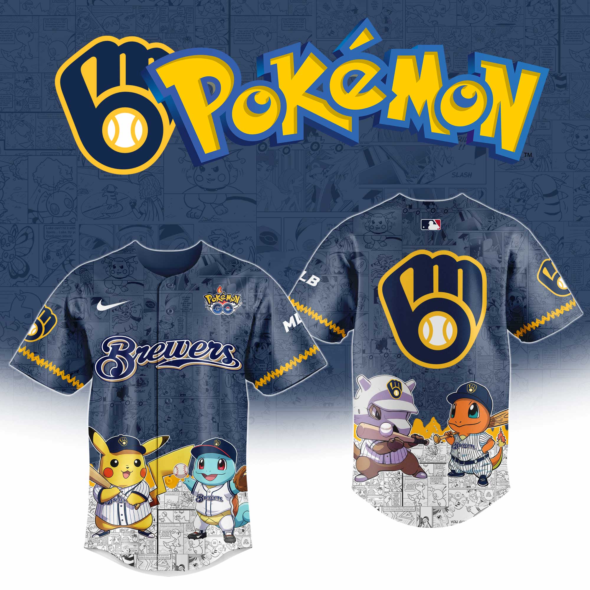 Milwaukee Brewers MLB Pokemon GO Night Jersey