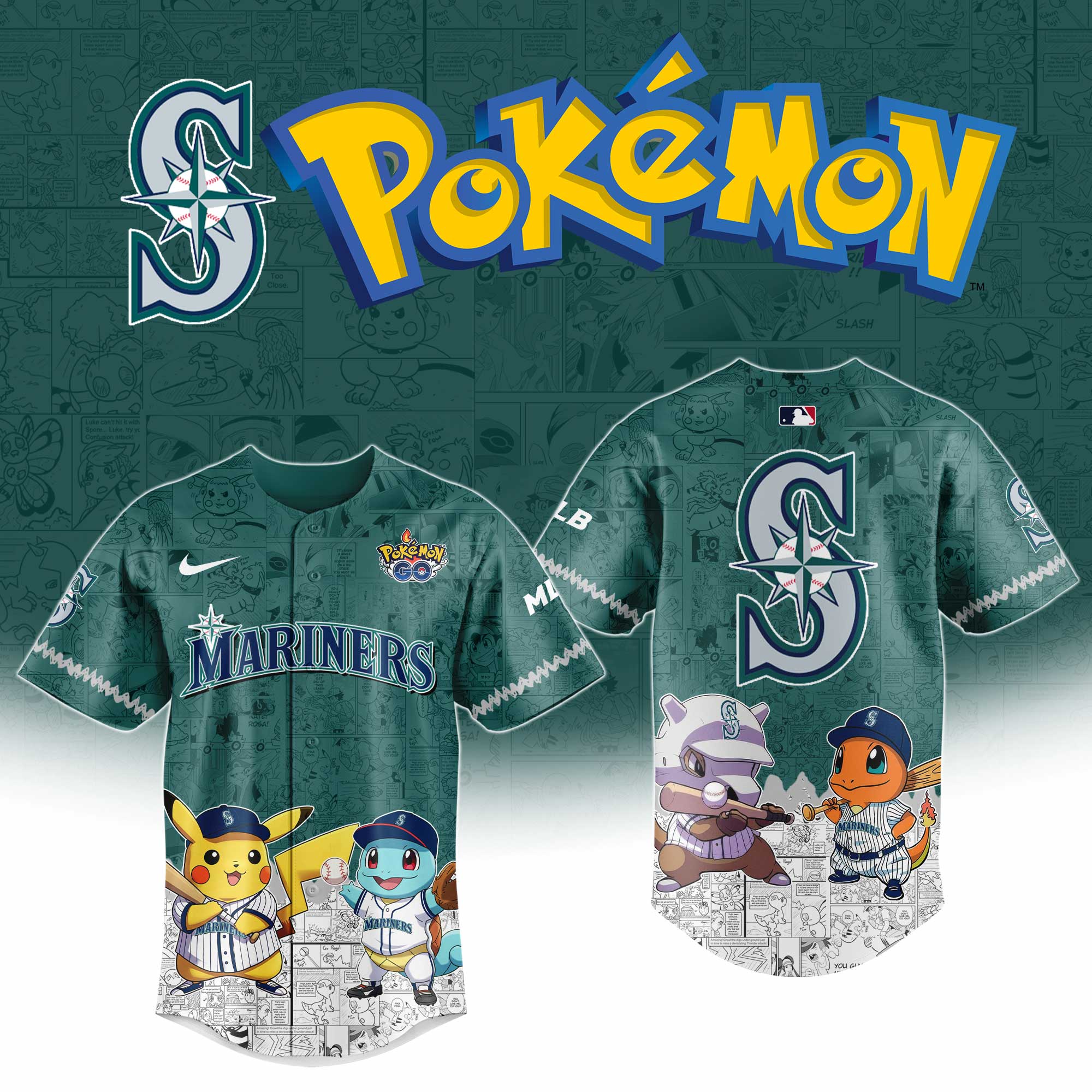 Seattle Mariners MLB Pokemon GO Night Jersey
