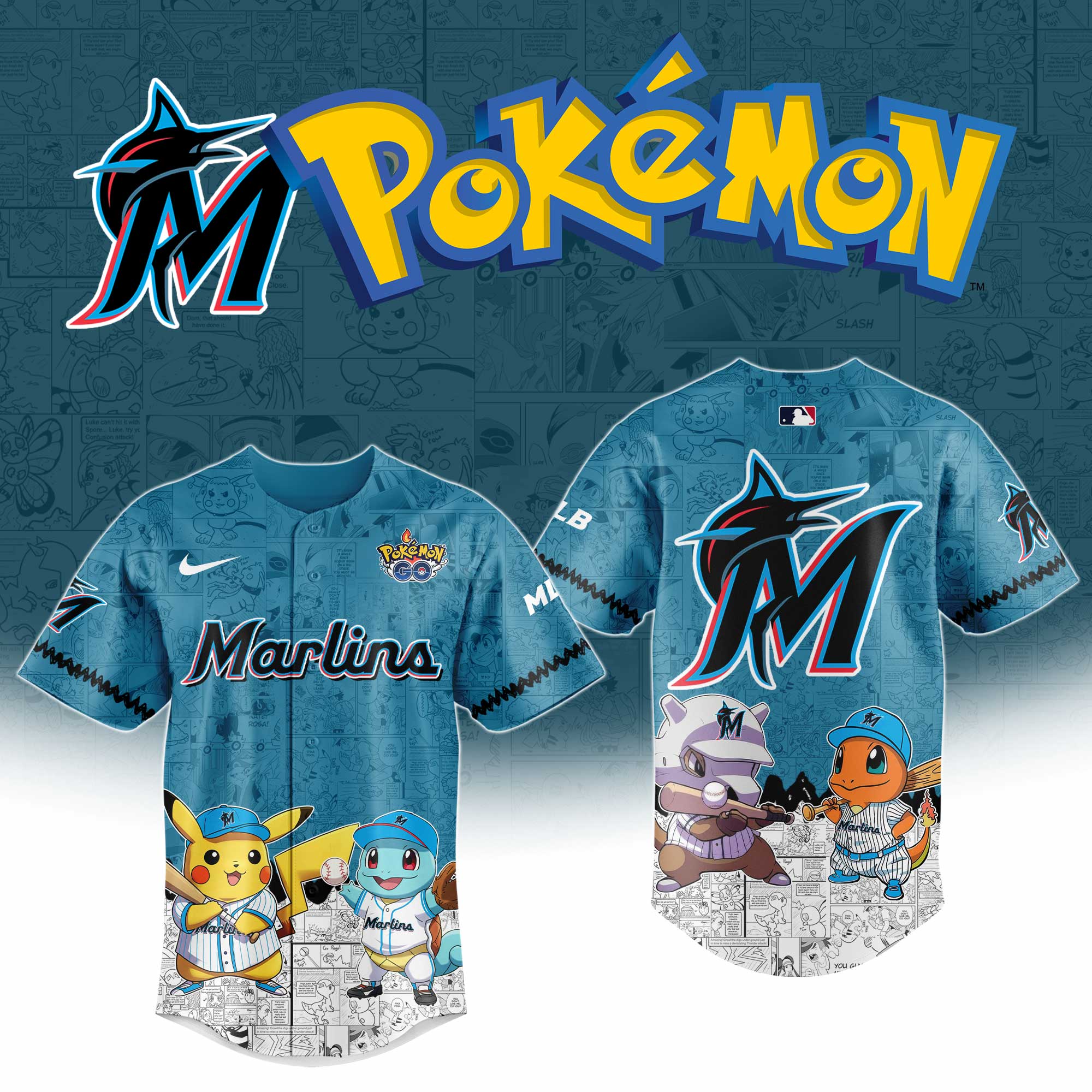 Miami Marlins MLB Pokemon GO Night Jersey