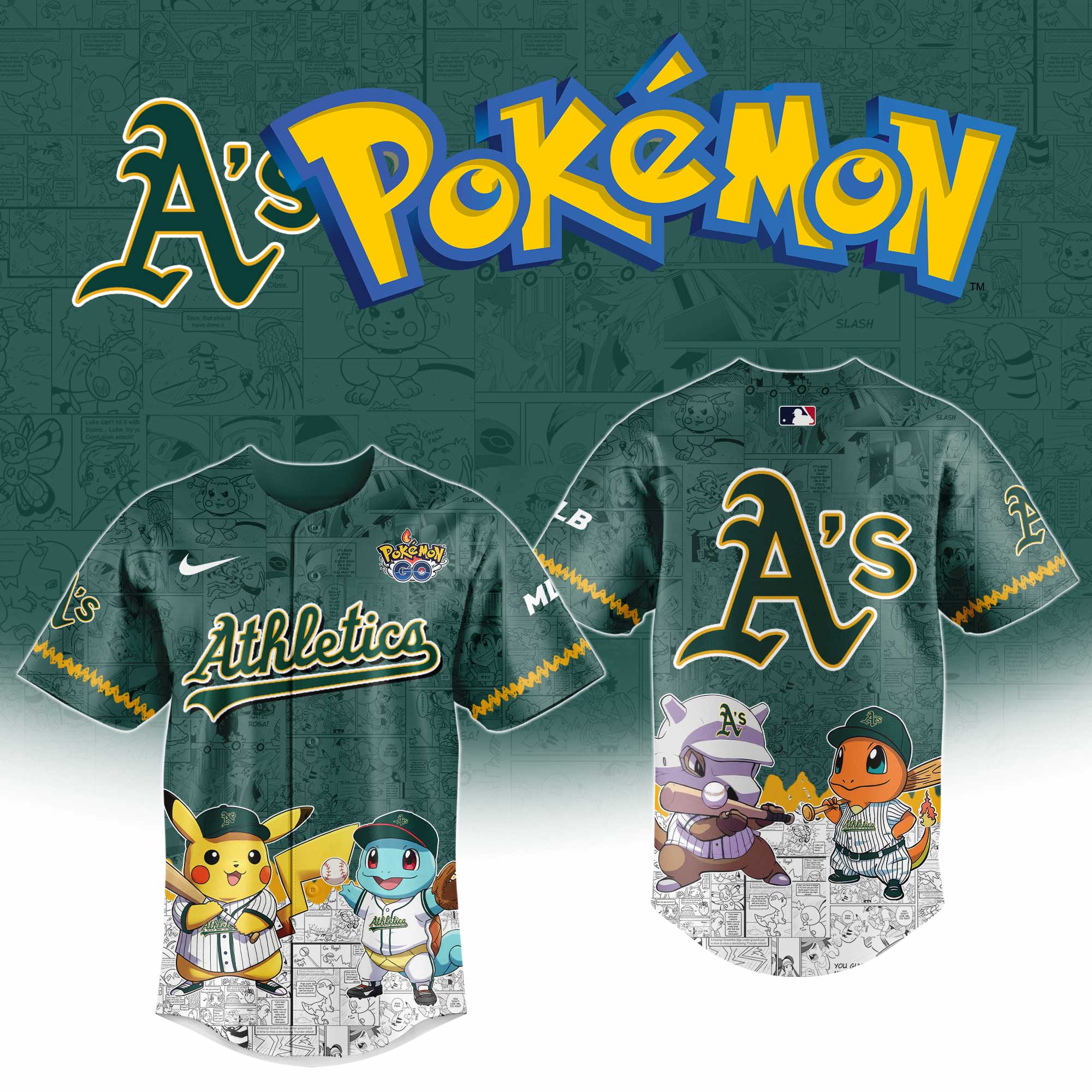 Oakland Athletics MLB Pokemon GO Night Jersey