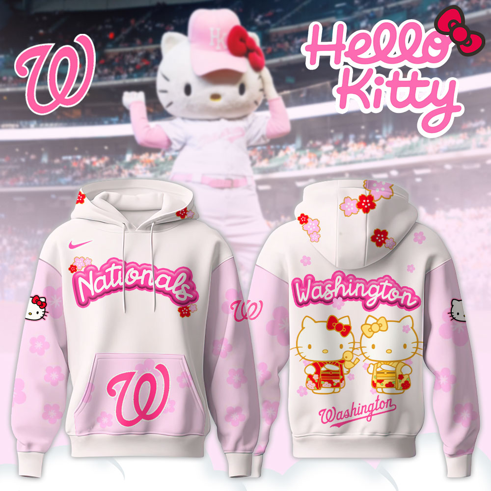 Washington Nationals Hello Kitty Happy Girls Day Baseball Jersey and Hoodie Custom Name