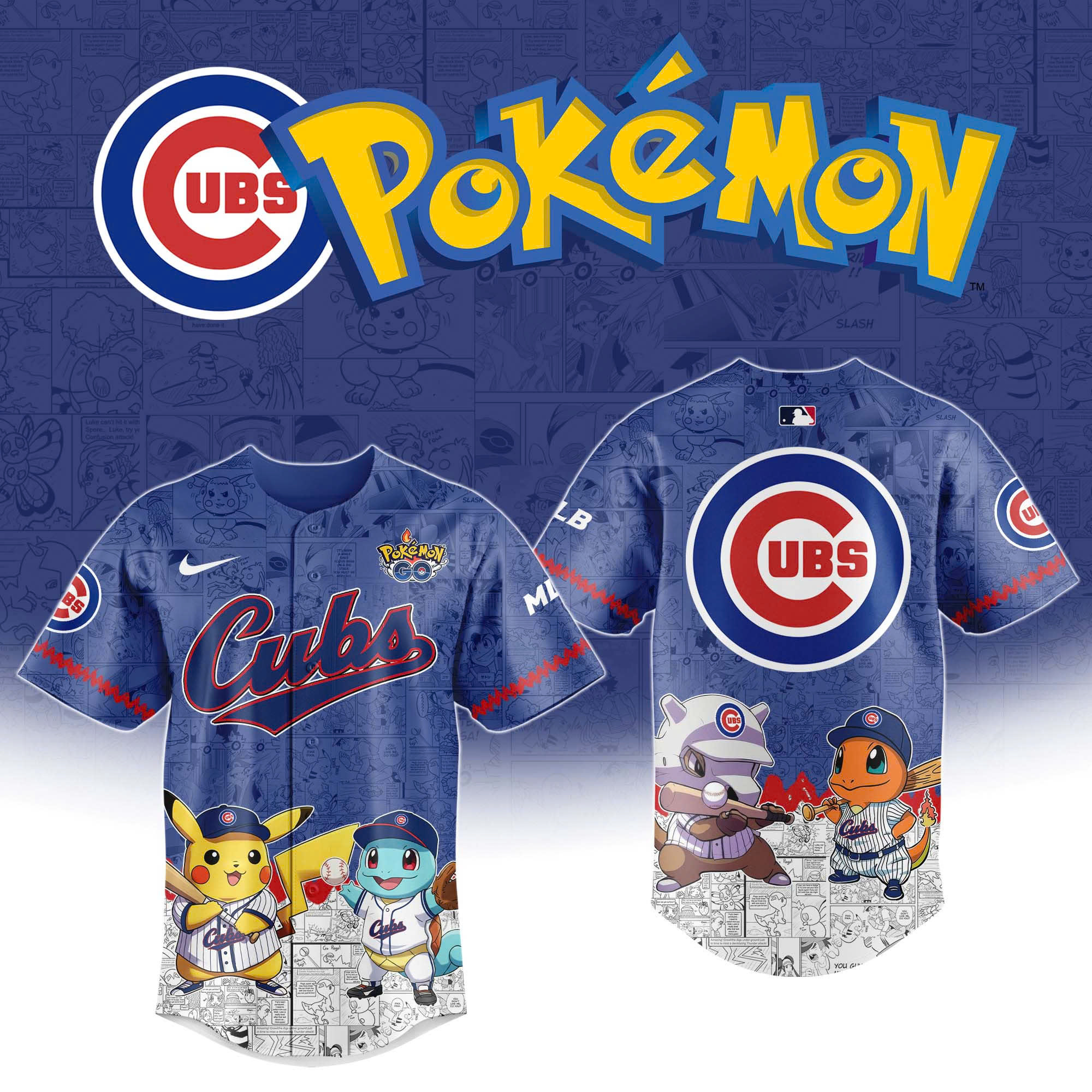 Chicago Cubs MLB Pokemon GO Night Jersey