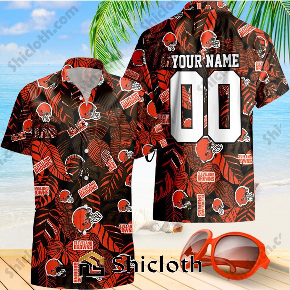 Cleveland Browns Custom Name And Number NFL New Summer Hawaiian Pattern Shirt