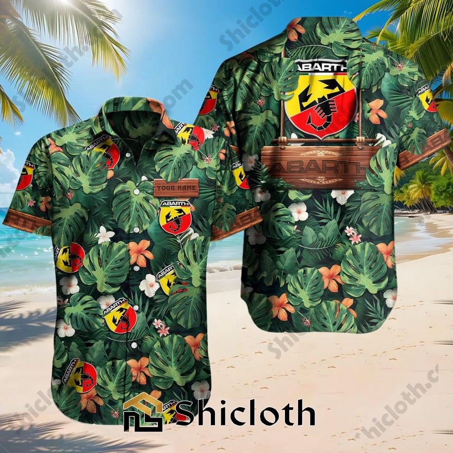 Custom Name Abarth Tropical Floral Hawaiian Shirt