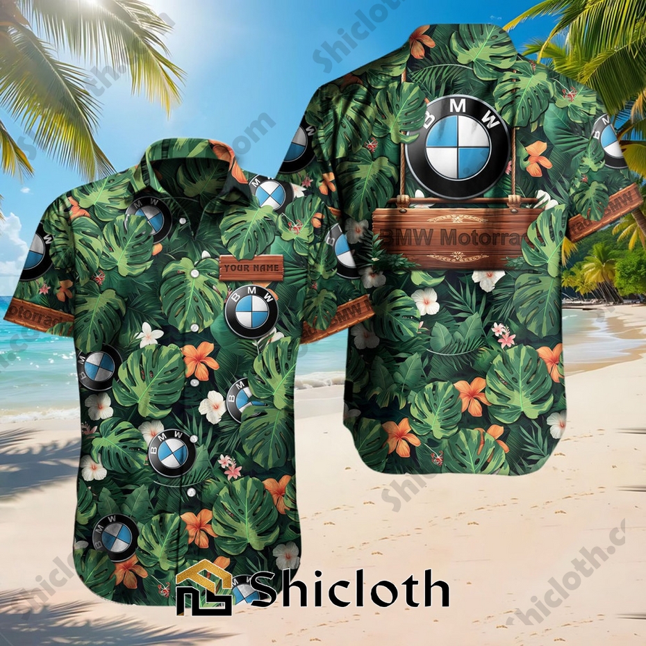 Custom Name BMW Motorrad Tropical Floral Hawaiian Shirt
