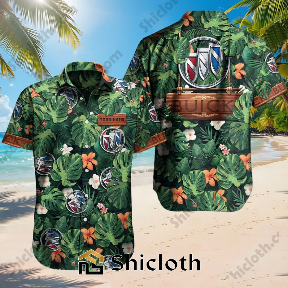 Custom Name Buick Tropical Floral Hawaiian Shirt
