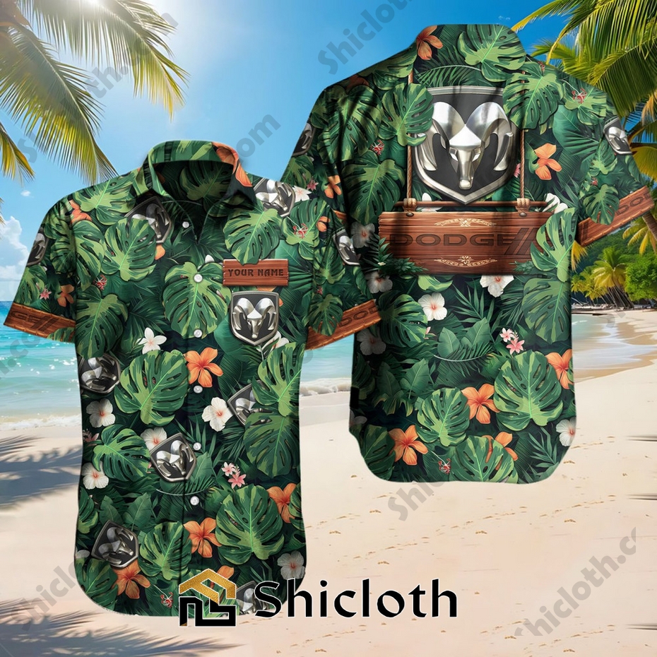 Custom Name Dodge Tropical Floral Hawaiian Shirt