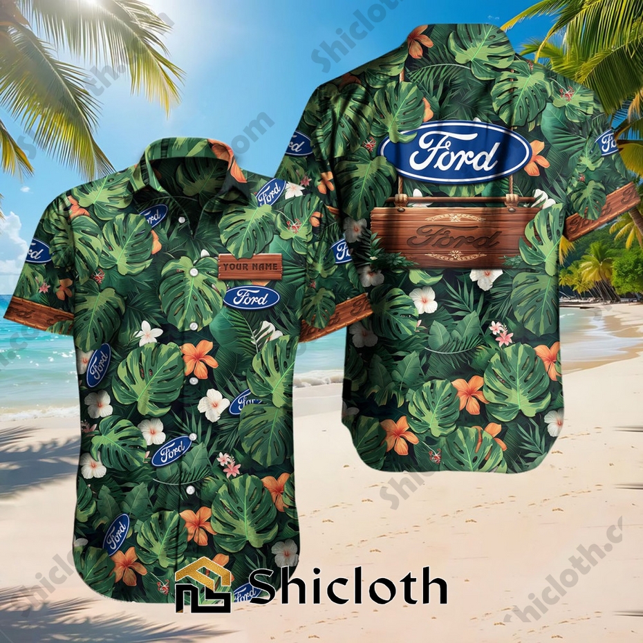Custom Name Ford Tropical Floral Hawaiian Shirts For Men
