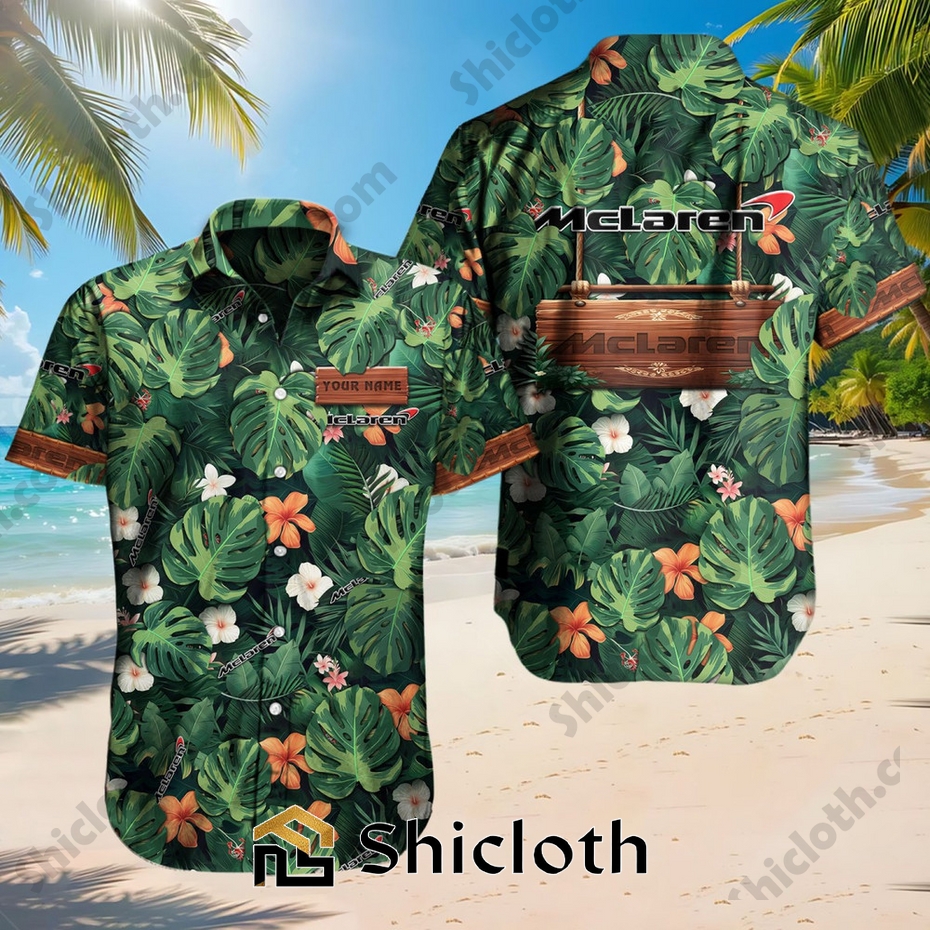 Custom Name McLaren Tropical Floral Hawaiian Shirt