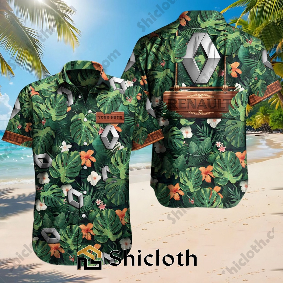 Custom Name Renault Tropical Floral Hawaiian Shirt
