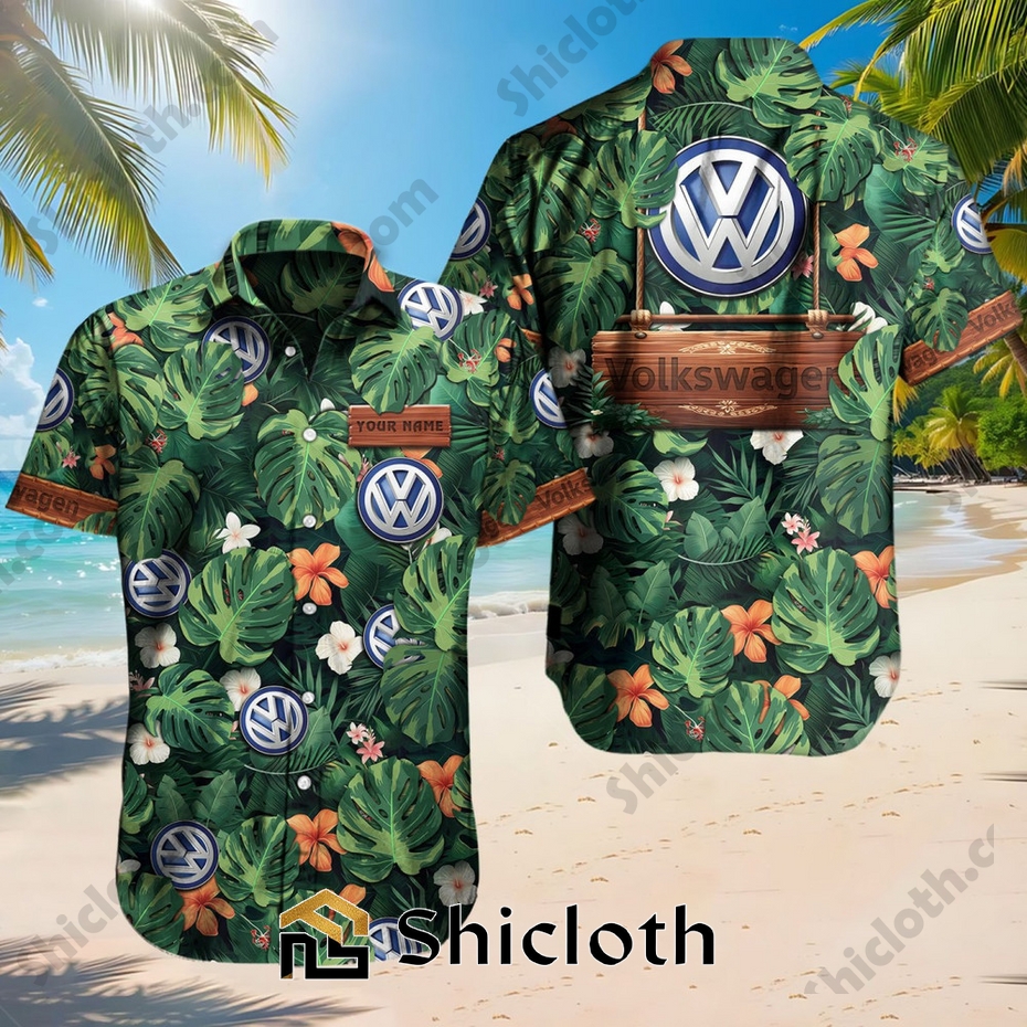 Custom Name Volkswagen Tropical Floral Hawaiian Shirt