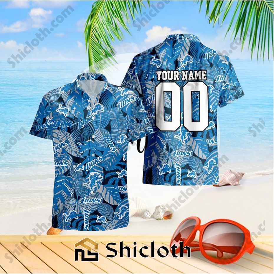 Detroit Lions Custom Name And Number NFL New Summer Hawaiian Pattern Shirt