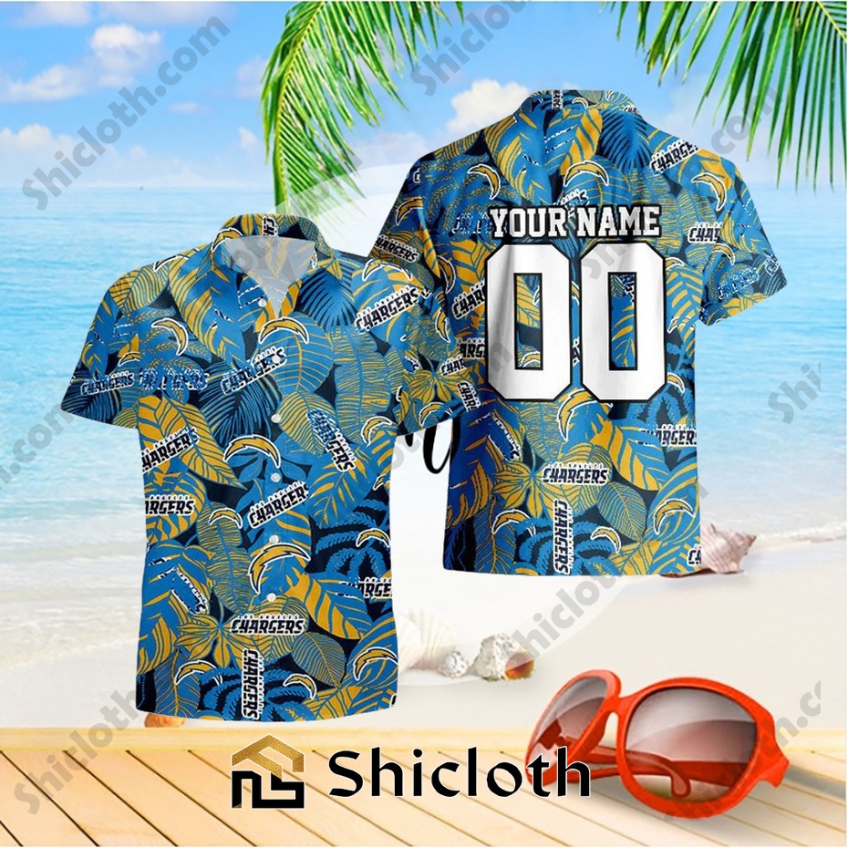Los Angeles Chargers Custom Name And Number NFL New Summer Hawaiian Pattern Shirt
