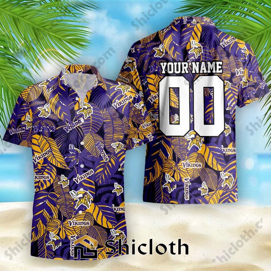 Minnesota Vikings Custom Name And Number NFL New Summer Hawaiian Pattern Shirt