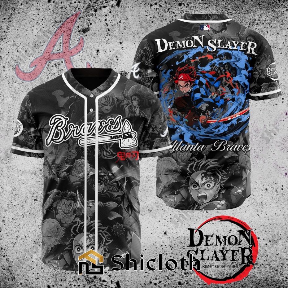 MLB Atlanta Braves X Demon Slayer Baseball Jersey