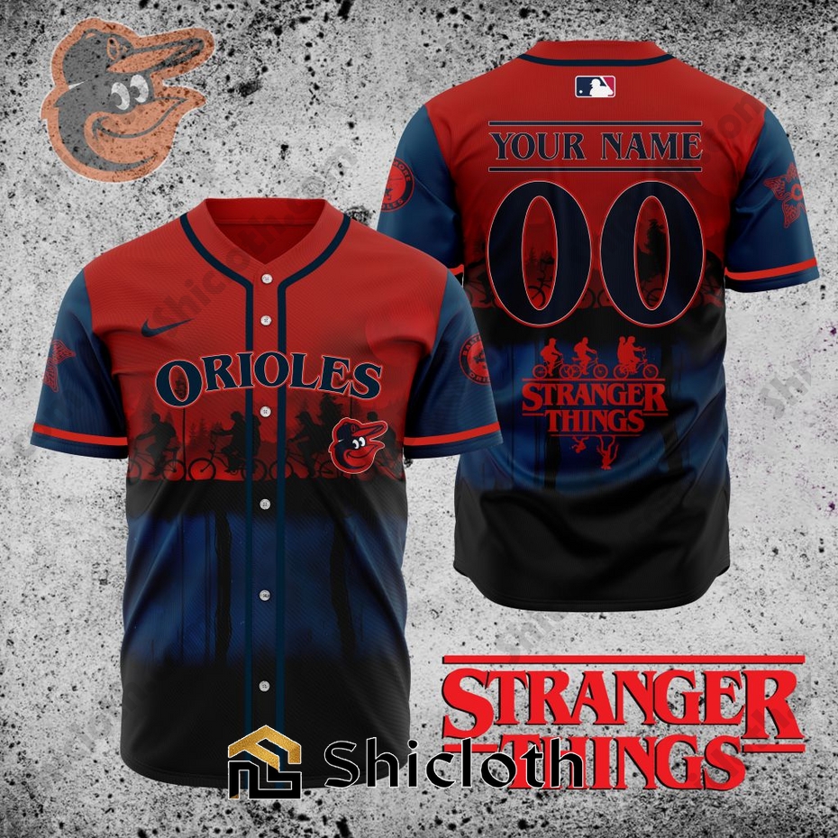 MLB Baltimore Orioles X Stranger Things Baseball Jersey