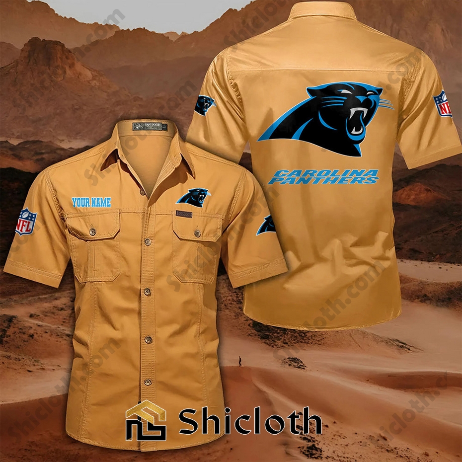 Alternative view of Custom name Carolina Panthers Cargo Shirt