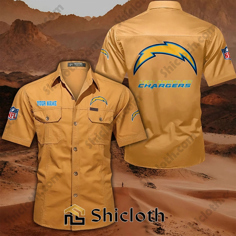 Alternative view of Custom name Los Angeles Chargers Cargo Shirt