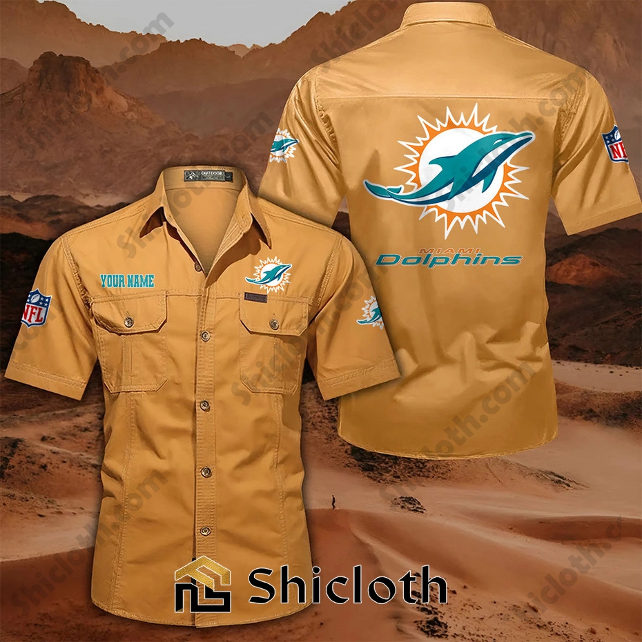 Alternative view of Custom name Miami Dolphins Cargo Shirt