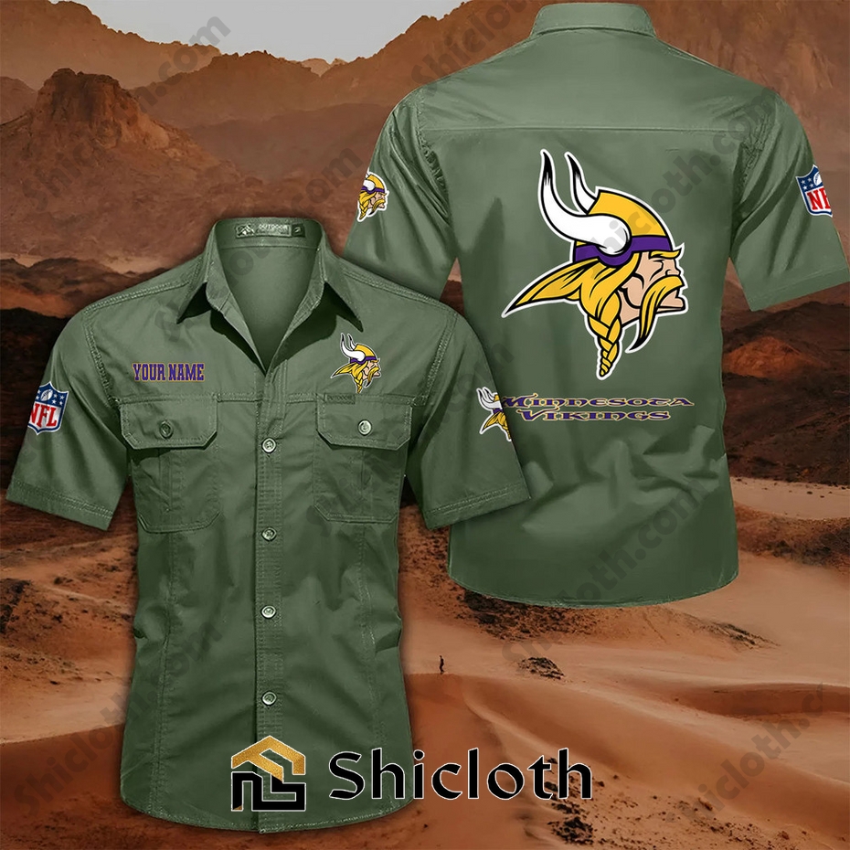Alternative view of Custom name Minnesota Vikings Cargo Shirt