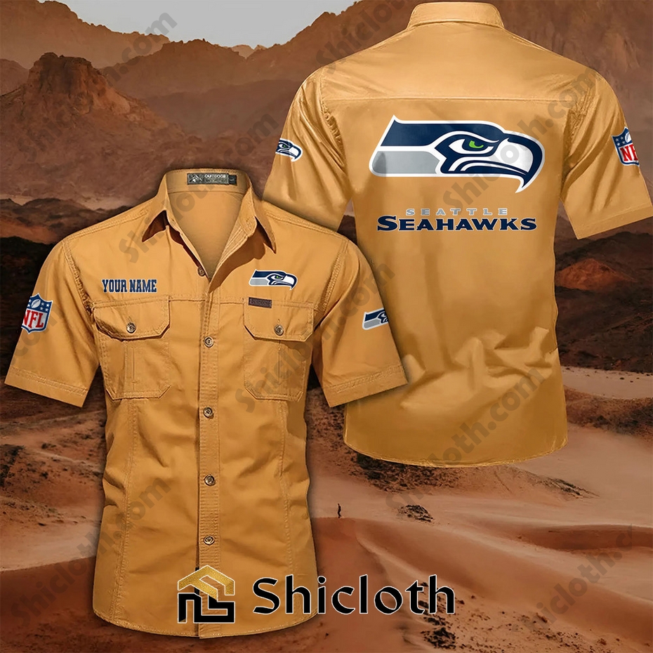 Alternative view of Custom name Seattle Seahawks Cargo Shirt