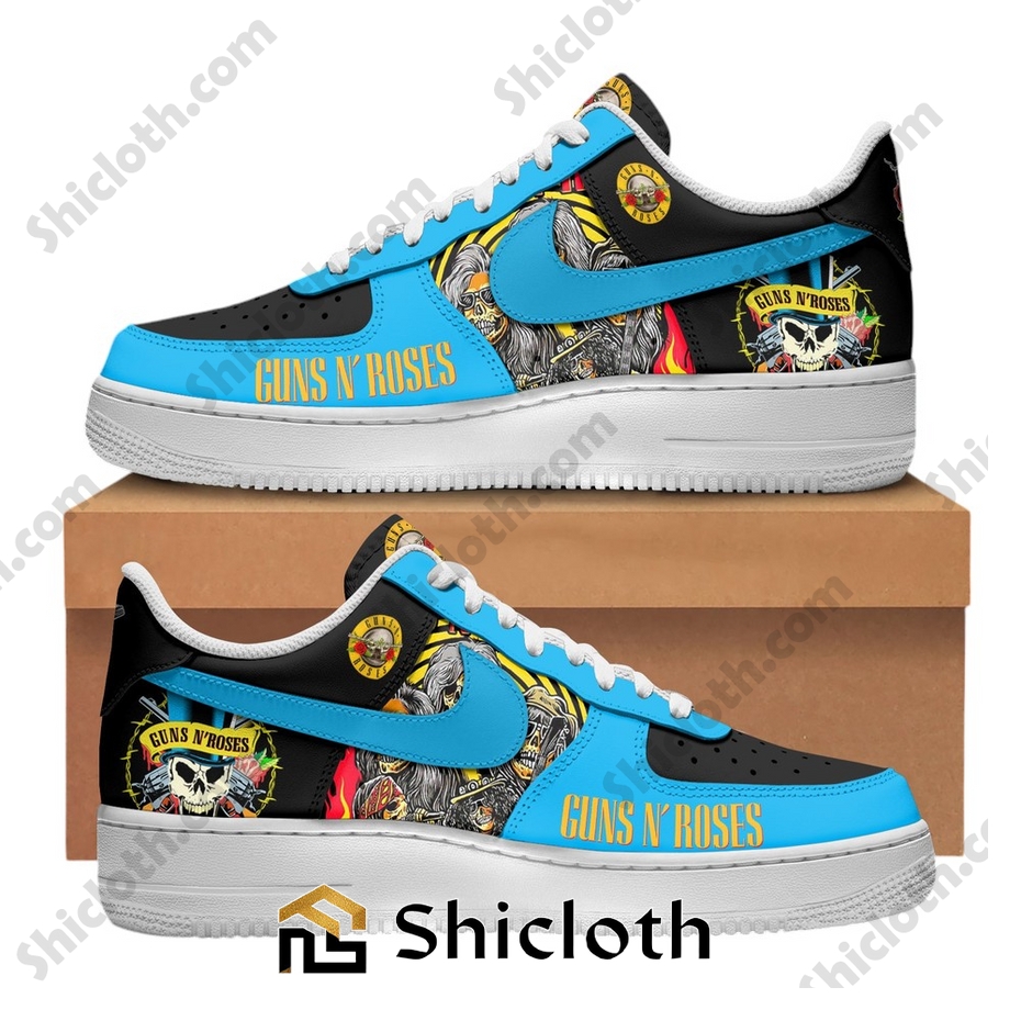 Guns N' Roses Skull Blue Nike Air Force Shoes 3 Guns N' Roses Skull Blue Nike Air Force Shoes - Image 3