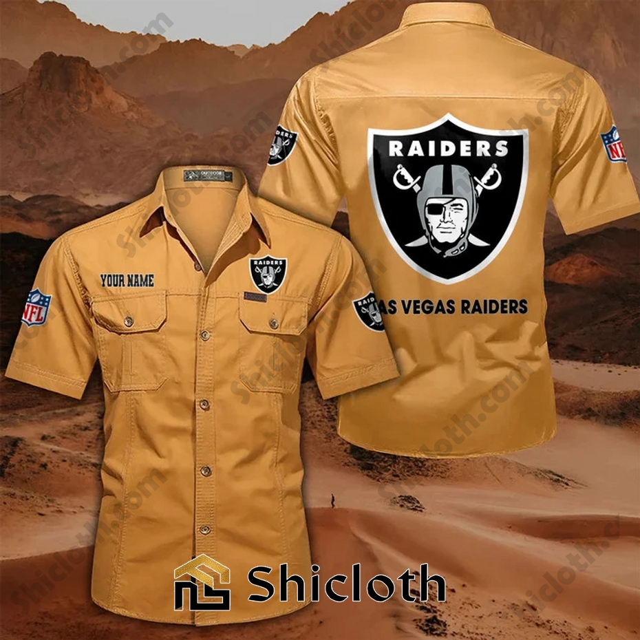 Alternative view of Personalized name Las Vegas Raiders Cargo Shirt