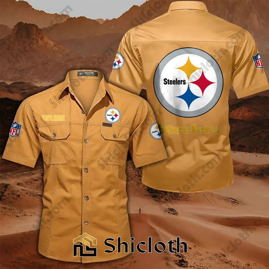 Alternative view of Personalized name Pittsburgh Steelers Cargo Shirt