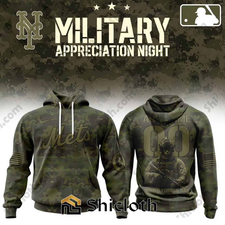 Alternative view of Premium New York Mets Military Appreciation Month Hoodie Shirt