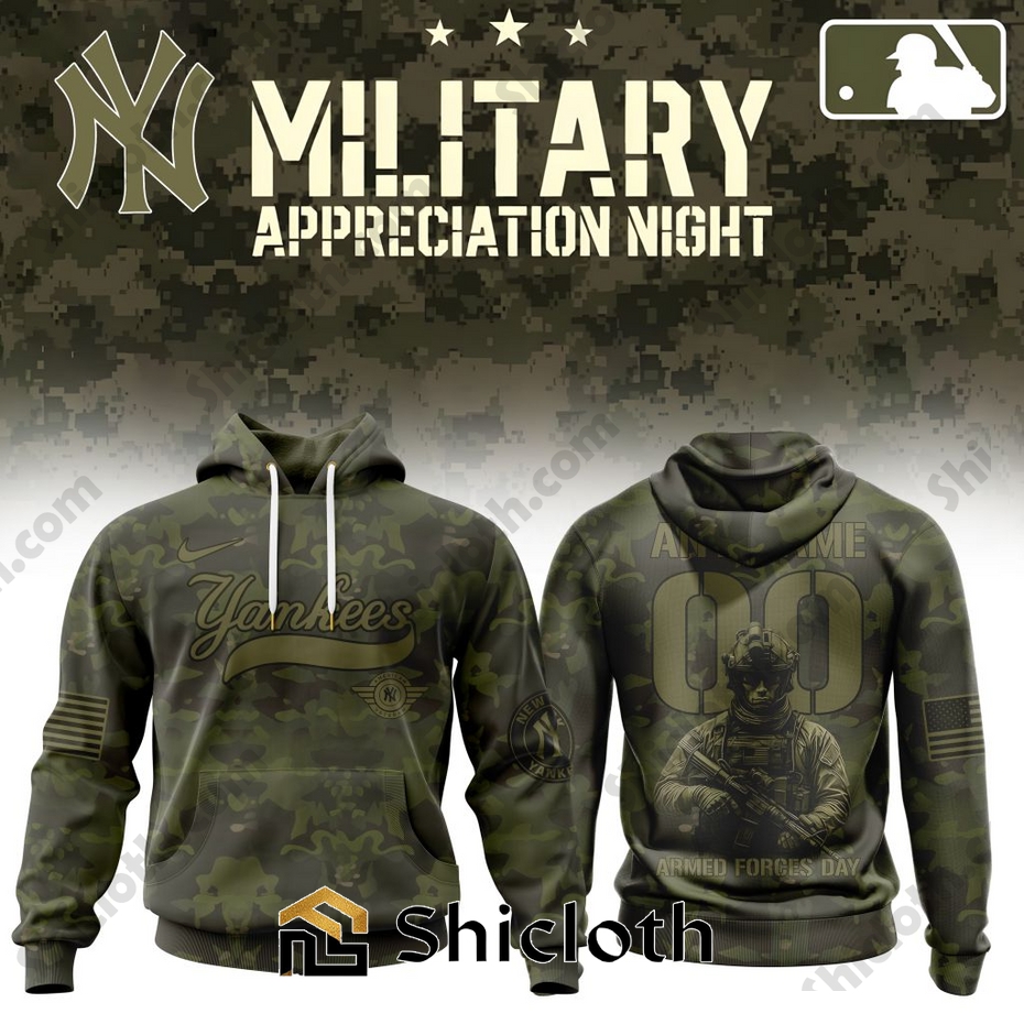Alternative view of Premium New York Yankees Military Appreciation Month Hoodie Shirt
