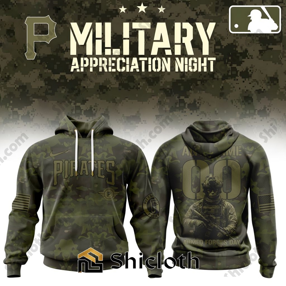 Alternative view of Premium Pittsburgh Pirates Military Appreciation Month Hoodie Shirt