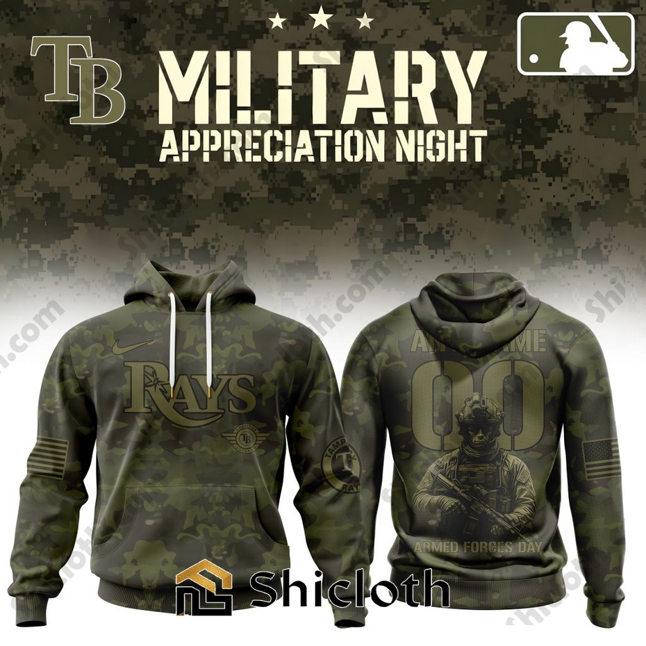 Alternative view of Premium Tampa Bay Rays Military Appreciation Month Hoodie Shirt