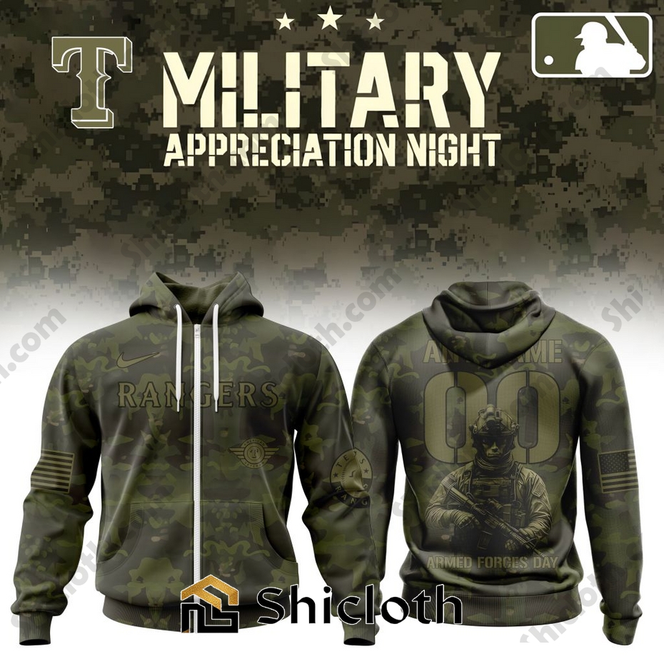Alternative view of Premium Texas Rangers Military Appreciation Month Hoodie Shirt