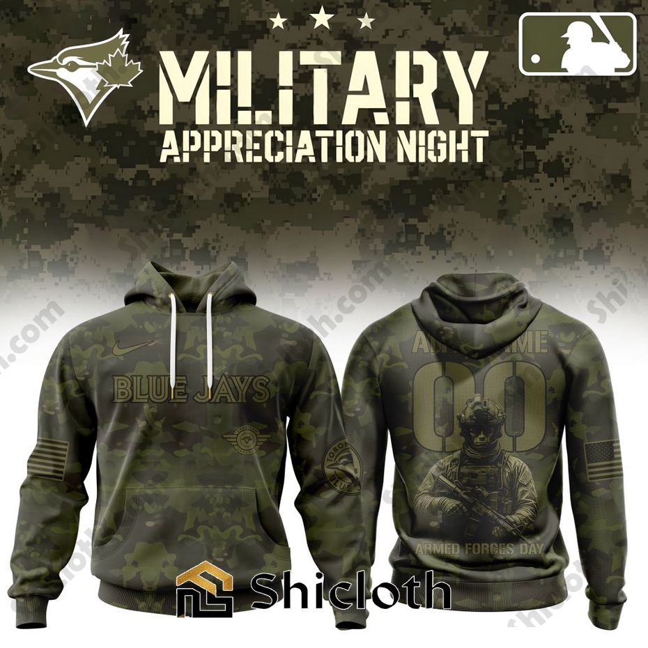 Alternative view of Premium Toronto Blue Jays Military Appreciation Month Hoodie Shirt