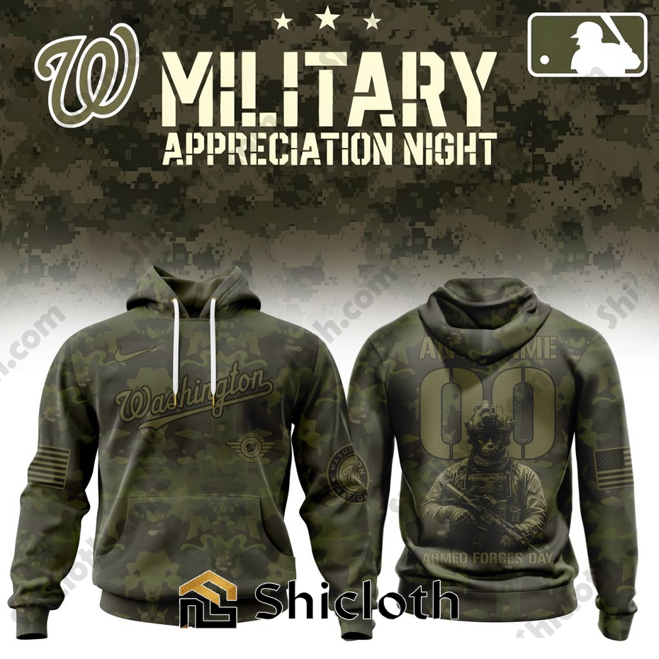 Alternative view of Premium Washington Nationals Military Appreciation Month Hoodie Shirt