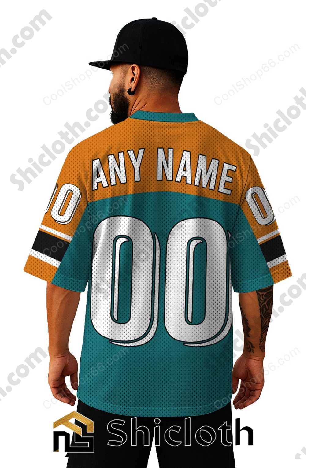 Alternative view of Personalized Name Number San Jose Sharks NHL Mesh Jersey