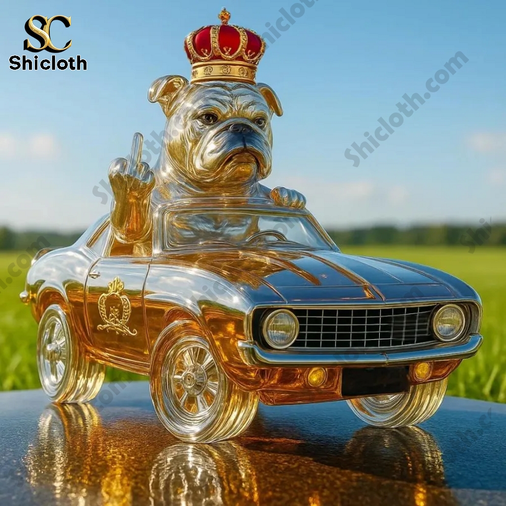 Bulldog Driving Crown Royal Whiskey Bottle