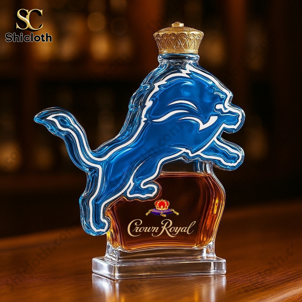 Detroit Lions Crown Royal Whiskey Bottle