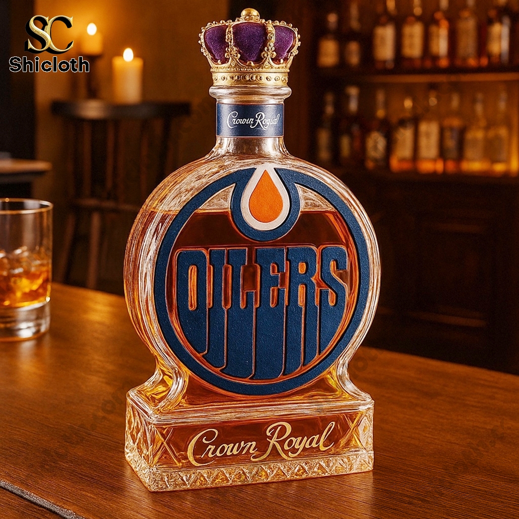 Edmonton Oilers Crown Royal Whiskey Bottle