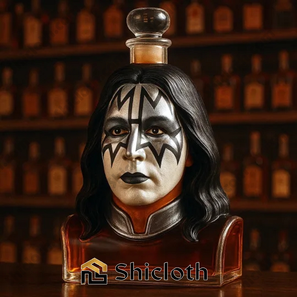 Silver themed KISS liquor decanter modeled after a rock band member by Shicloth!