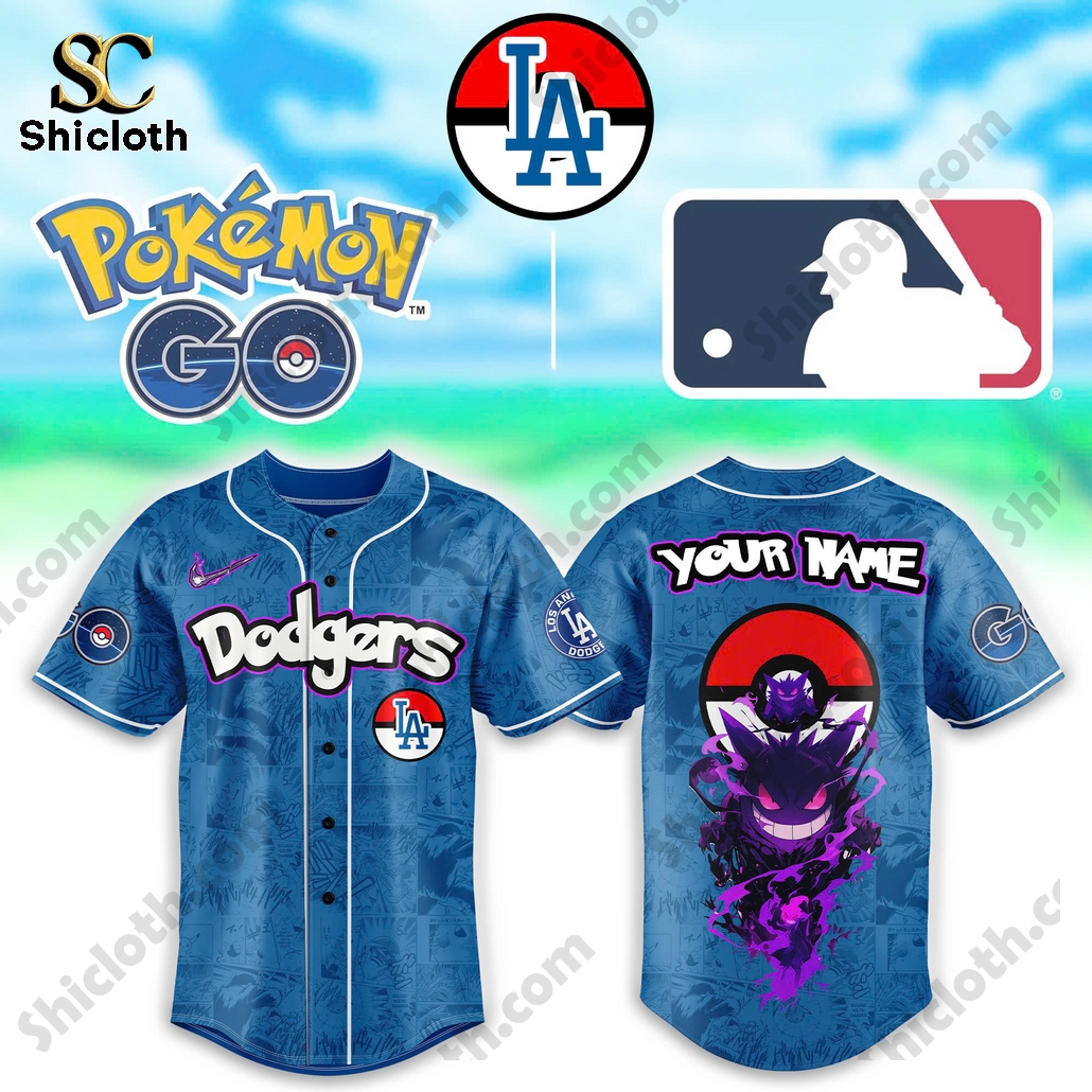 Los Angeles Dodgers x Pokemon Gengar Baseball Jersey