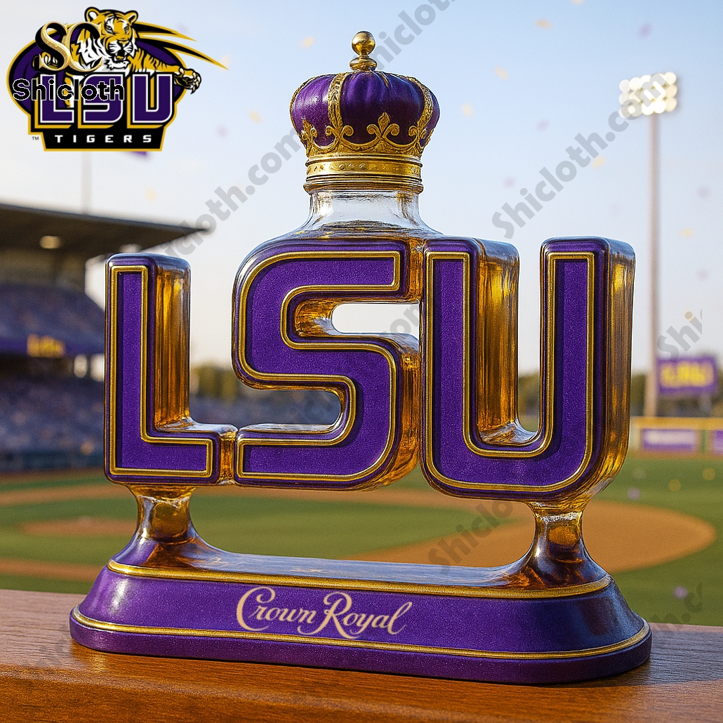 LSU Tigers Crown Royal Whiskey Bottle